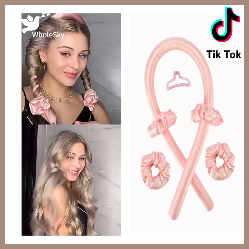 TIKTOK Silk Heatless Hair No Heat Curls Hair Rollers Sleeping Soft Headband DIY Curlers Hair Styling Tools 1m