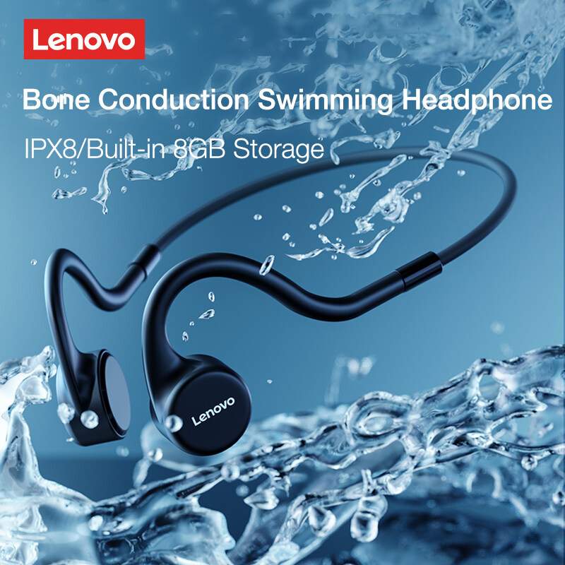 Lenovo X5 Bone Conduction Headphone IPX8 Waterproof Swimming Diving Earphone With Micphone Built-in Storage 8G MP3 Music Player