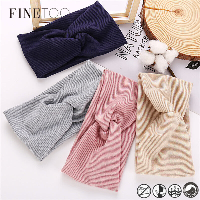 ★FINE TOO★   13 Color Cotton Headband For Women Girl Baby Headband 2019 Elastic Knot Headbands Twist Fashion Cross Hair Accessories