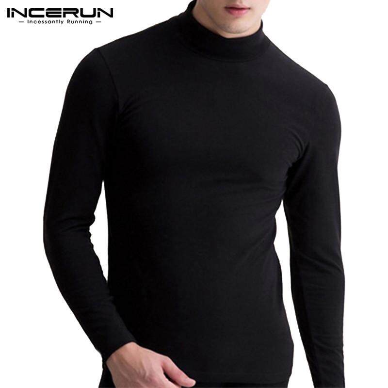 INCERUN Men Long Sleeve Turtle Neck Undershirts Tights Jumper Muscle Stretch T-Shirt Top