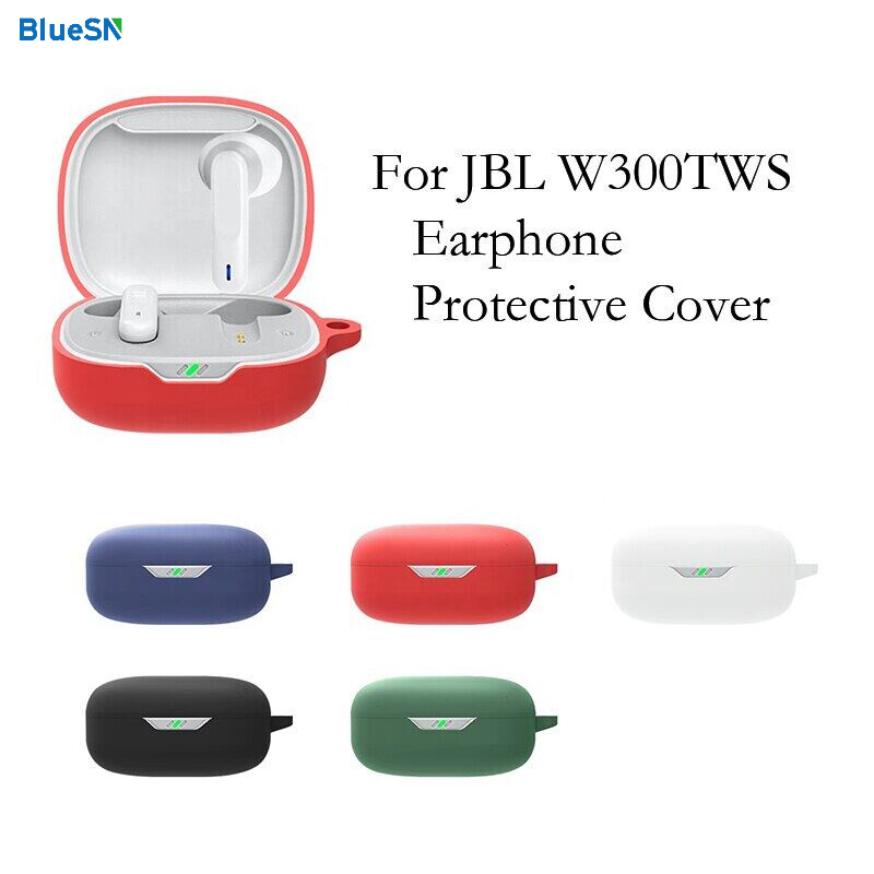 BLUESN For JBL W300TWS Case Wireless Earphone Protective Cover Silicone Bluetooth Earbuds Shell Anti-drop Charging Soft Box With Hook