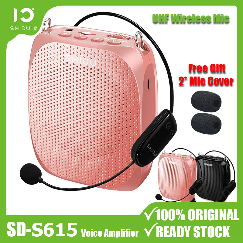 SHIDU S615 Ultra Wireless Voice Amplifier Portable Rechargeable Loudspeaker Mini Audio Speaker with Headset Microphone Voice Amplifier for Class Teaching Speaking Elderly Guiders Teachers Tourrist Yog
