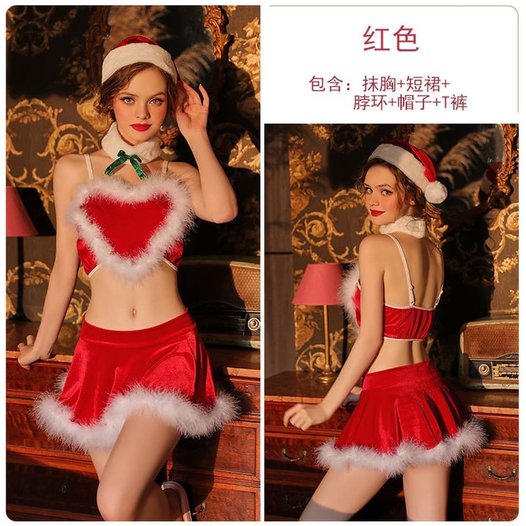 Pure Desire Christmas Passion Set Winter Cute Campus Pajamas Clothing Uniform Temptation Red S