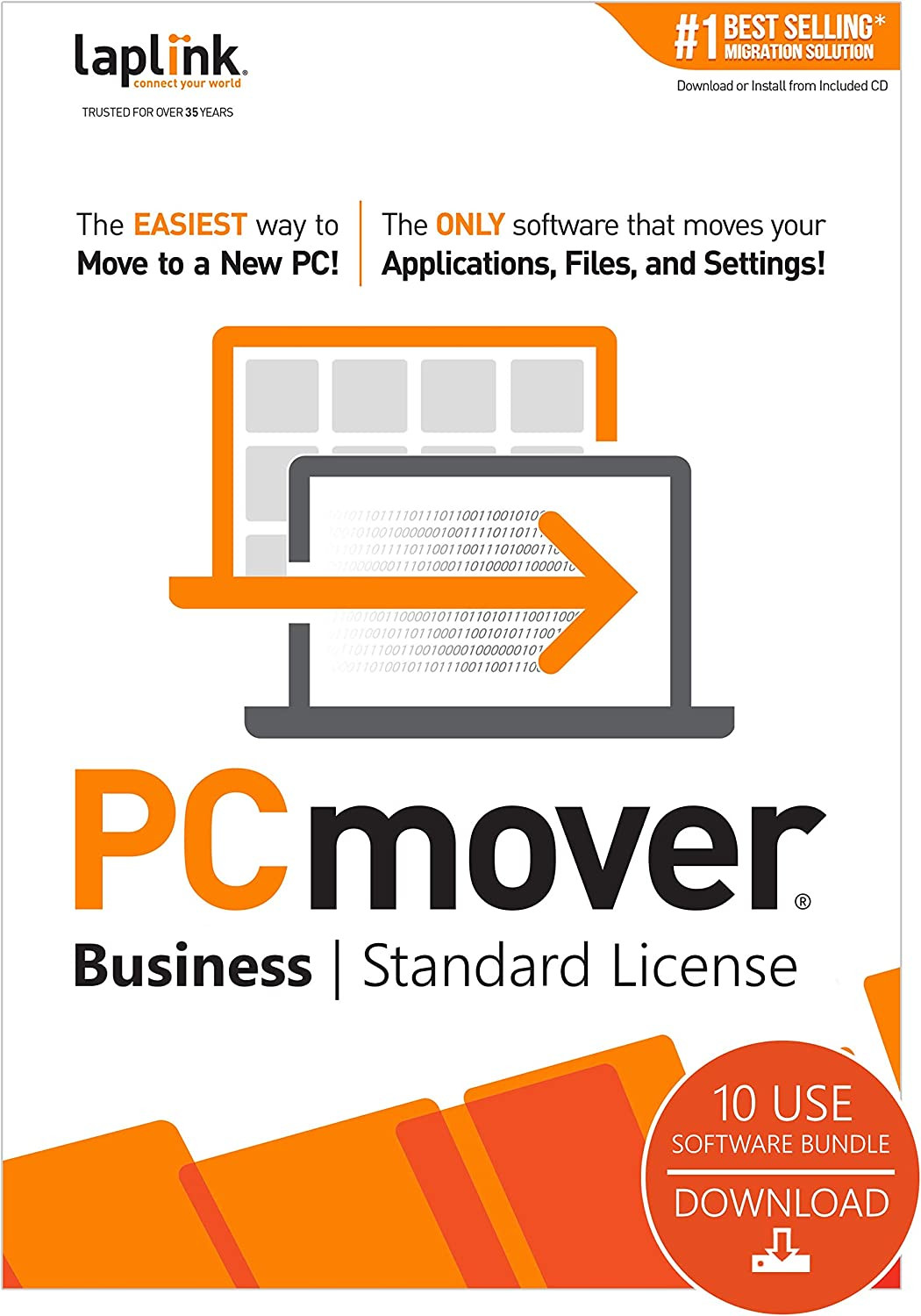 Laplink PCmover Business | Instant Download | PC to PC Migration Software | 10 Use | Automatic Deployment of New PCs