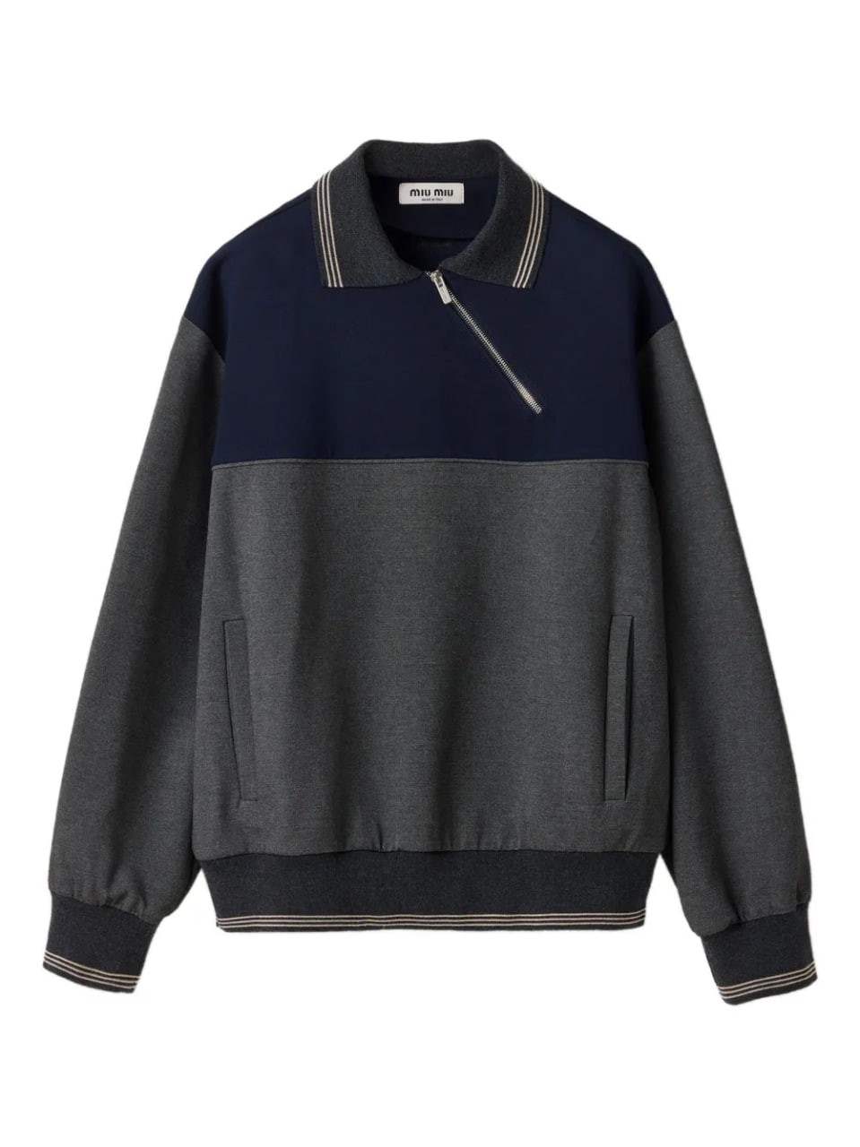 Miu Miupolo collar zip-up sweatshirt